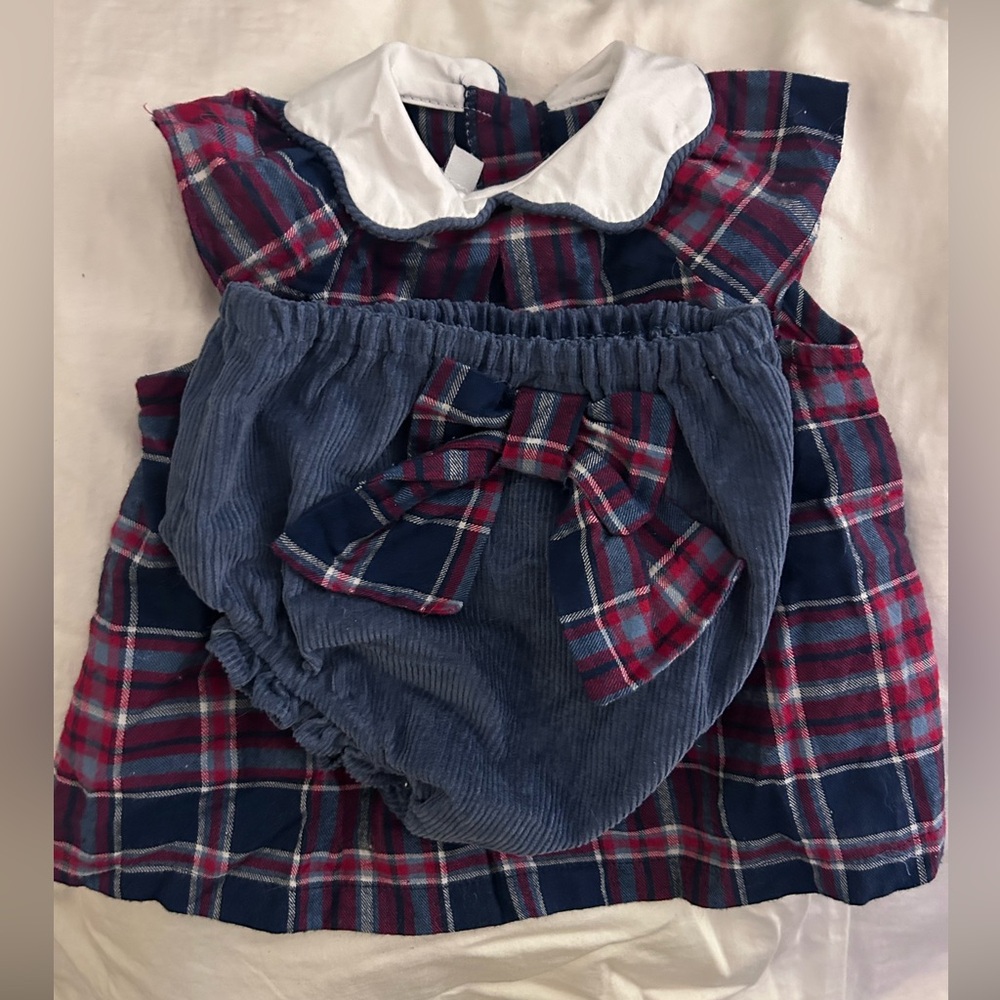 bella bliss Navy and Red Plaid Dress with Bow